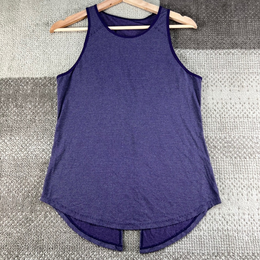 Lululemon Purple Mesh Open Back Racerback Tank Top Womens Size 6 17X24.5